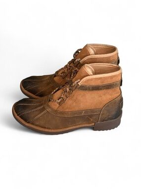 UGG Women's Greda Boots Brown Leather & Suede Wool lined Boots Women’s size 8